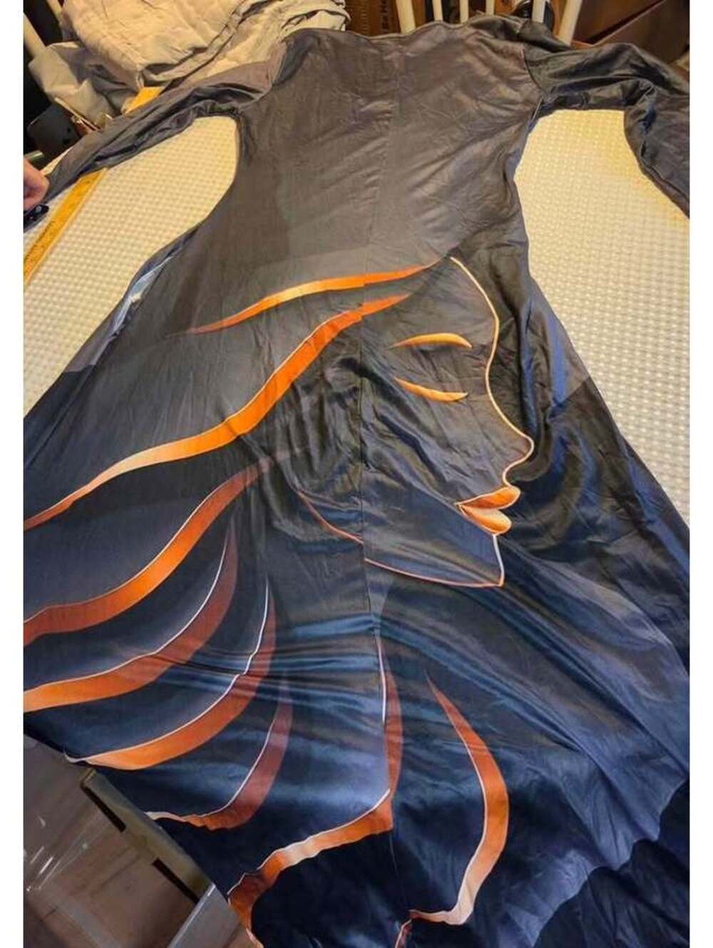 Long sleeve body con black and orange dress abstract face print medium [COPY]